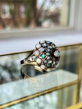 Jack Gutschneider 14k Gold Two-Tone Opal Statement Ring, size 8